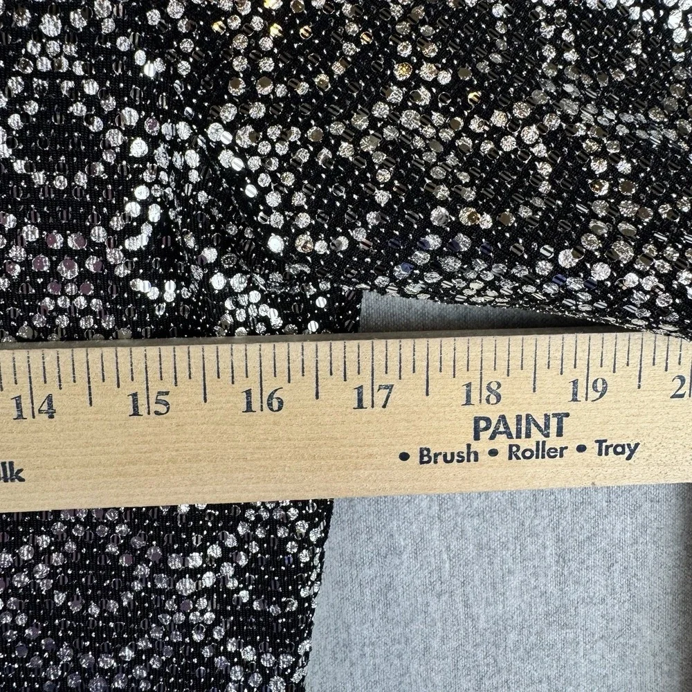 Michael Kors Black‎ Silver Scallop Glitter Lame Cowl Back Chain Dress Medium